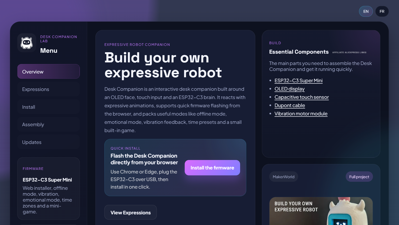 Firmware installation page preview