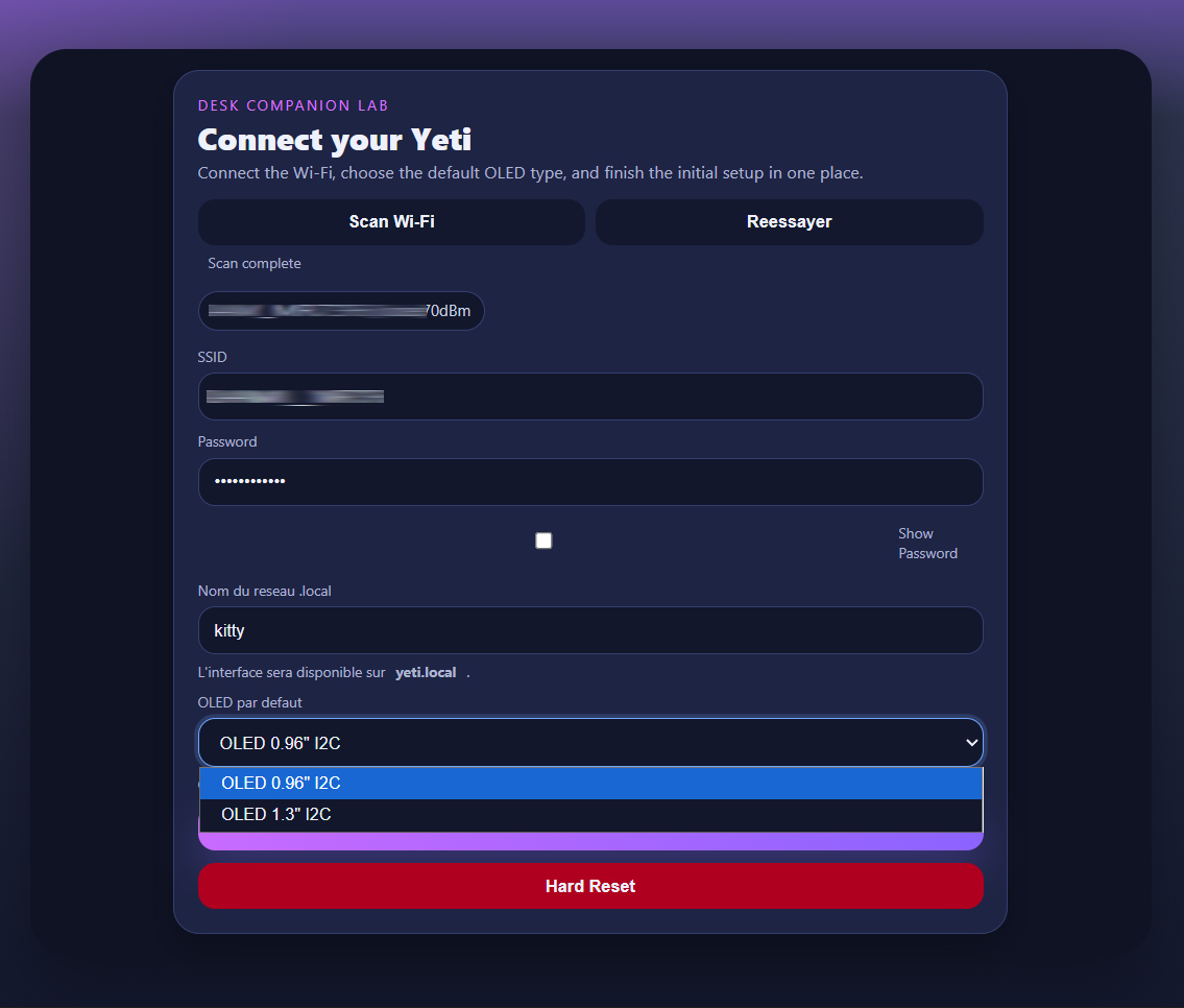 Yeti config page preview